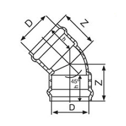 Diagram Bend 45° PVC SNI RRJ Swallow