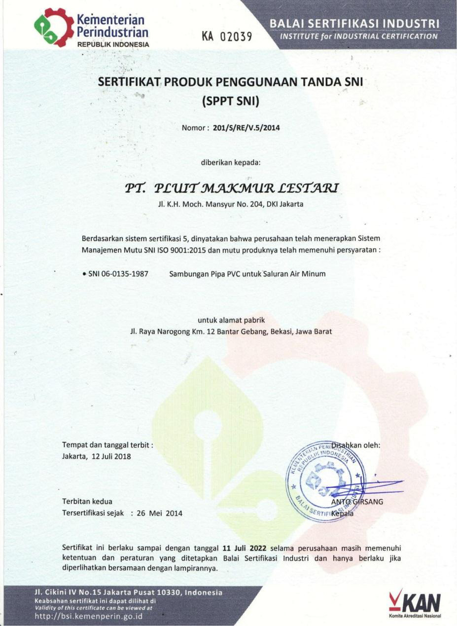 sertifikat sni 06-0135-1987